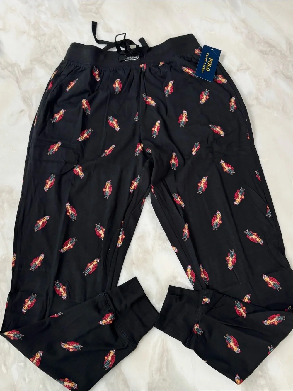 Polo Ralph Lauren Men's Polo Bear Pajama 2 Piece Set Size Small New Black